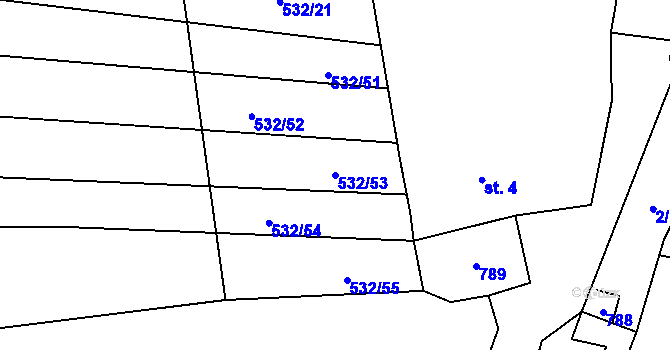 Parcela st. 532/53 v KÚ Malinec, Katastrální mapa