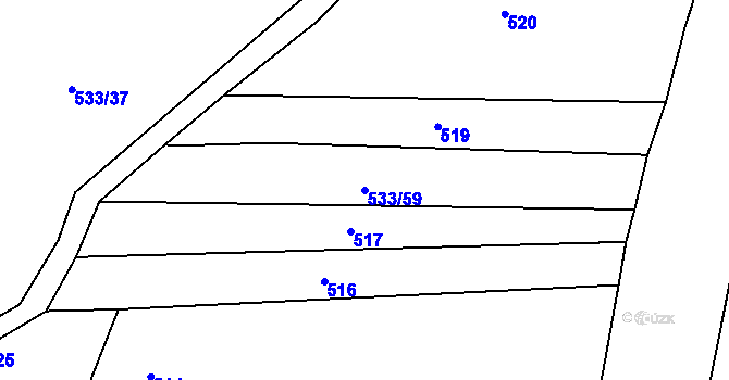 Parcela st. 533/59 v KÚ Malinec, Katastrální mapa