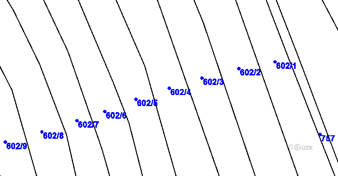 Parcela st. 602/4 v KÚ Malinec, Katastrální mapa