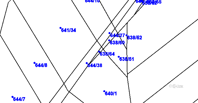 Parcela st. 638/64 v KÚ Malinec, Katastrální mapa