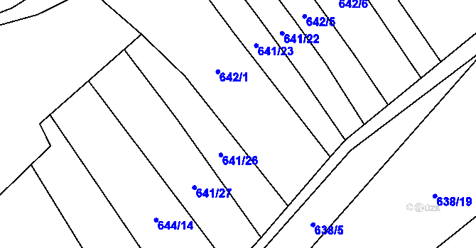 Parcela st. 641/25 v KÚ Malinec, Katastrální mapa