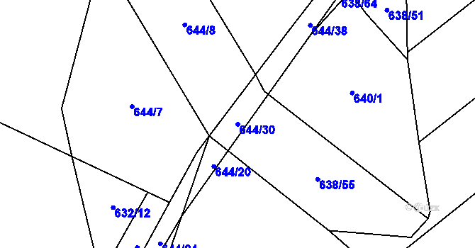 Parcela st. 644/30 v KÚ Malinec, Katastrální mapa