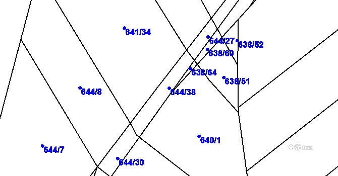Parcela st. 644/38 v KÚ Malinec, Katastrální mapa