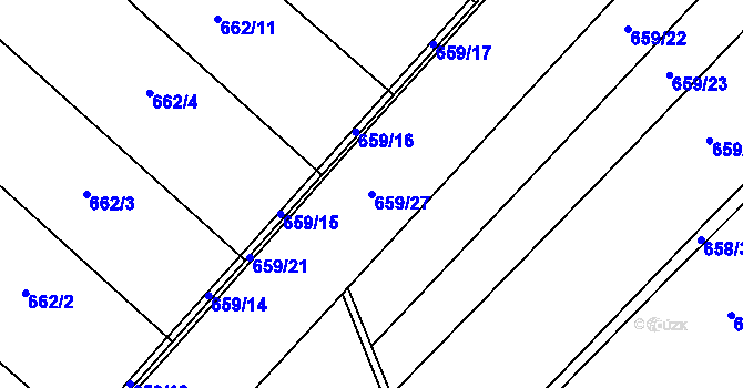 Parcela st. 659/27 v KÚ Malinec, Katastrální mapa