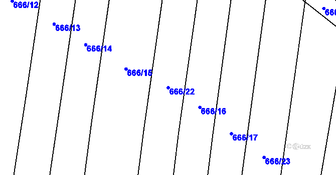 Parcela st. 666/22 v KÚ Malinec, Katastrální mapa