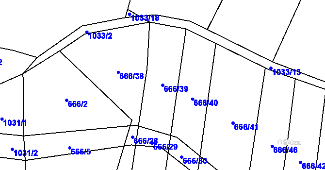 Parcela st. 666/39 v KÚ Malinec, Katastrální mapa