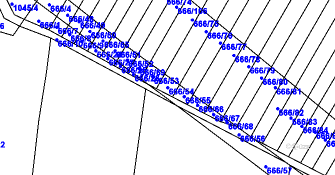 Parcela st. 666/54 v KÚ Malinec, Katastrální mapa