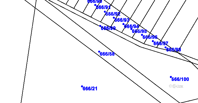 Parcela st. 666/58 v KÚ Malinec, Katastrální mapa