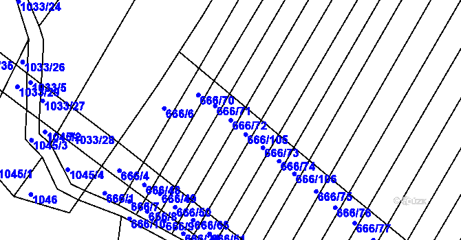Parcela st. 666/72 v KÚ Malinec, Katastrální mapa