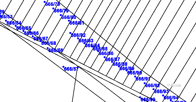Parcela st. 666/86 v KÚ Malinec, Katastrální mapa