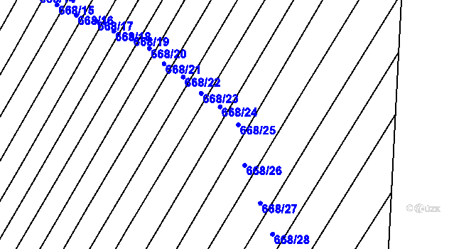 Parcela st. 668/25 v KÚ Malinec, Katastrální mapa