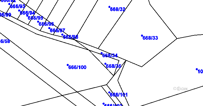Parcela st. 668/34 v KÚ Malinec, Katastrální mapa