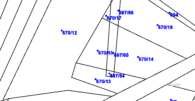 Parcela st. 670/15 v KÚ Malinec, Katastrální mapa