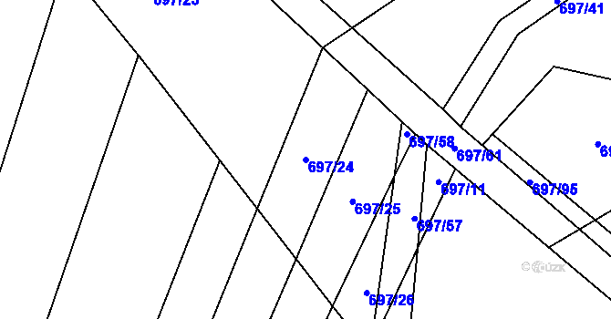 Parcela st. 697/24 v KÚ Malinec, Katastrální mapa