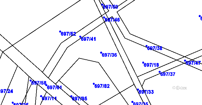 Parcela st. 697/36 v KÚ Malinec, Katastrální mapa