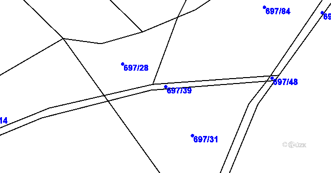 Parcela st. 697/39 v KÚ Malinec, Katastrální mapa