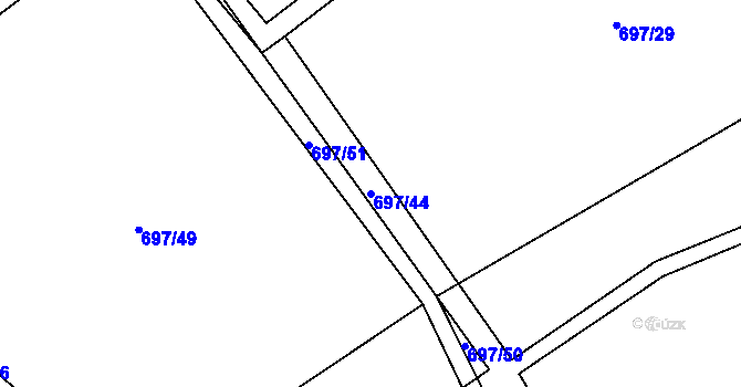 Parcela st. 697/44 v KÚ Malinec, Katastrální mapa