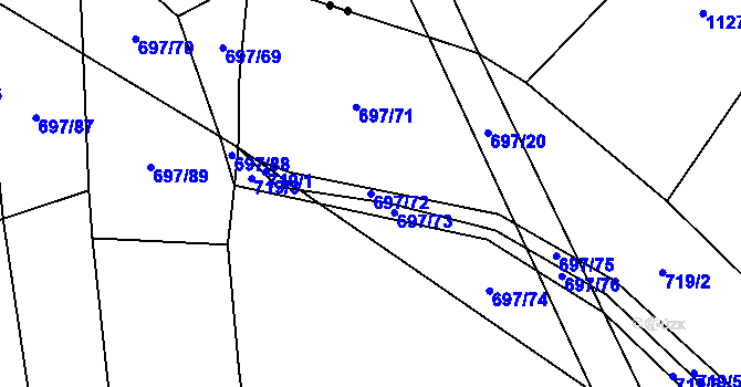 Parcela st. 697/72 v KÚ Malinec, Katastrální mapa