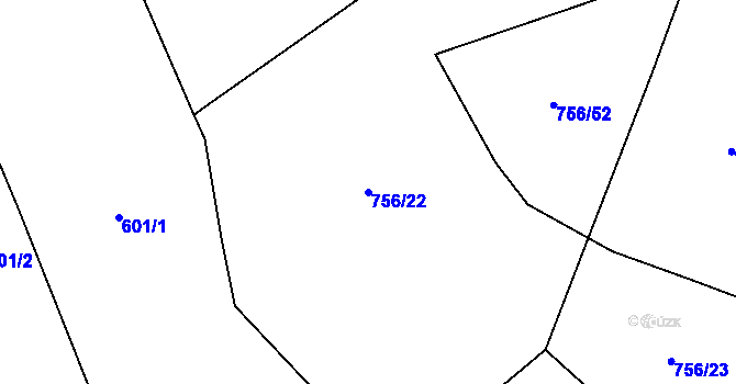 Parcela st. 756/22 v KÚ Malinec, Katastrální mapa