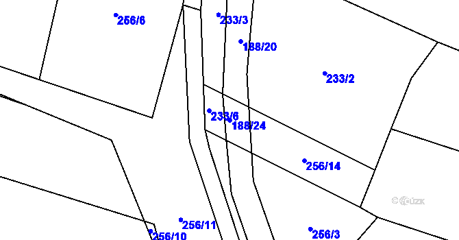 Parcela st. 188/24 v KÚ Malinec, Katastrální mapa