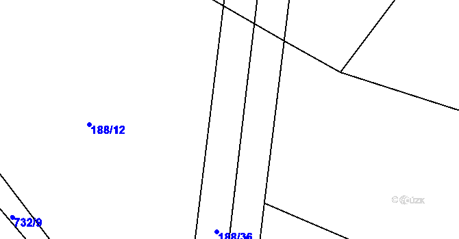 Parcela st. 188/35 v KÚ Malinec, Katastrální mapa