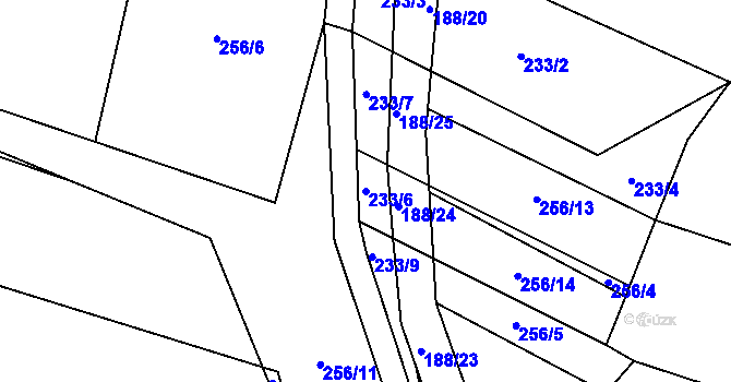 Parcela st. 233/6 v KÚ Malinec, Katastrální mapa