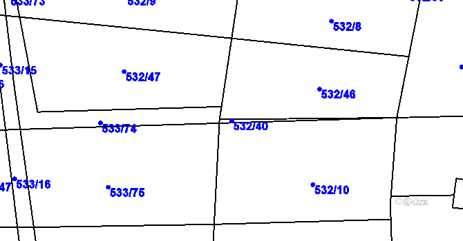 Parcela st. 532/40 v KÚ Malinec, Katastrální mapa