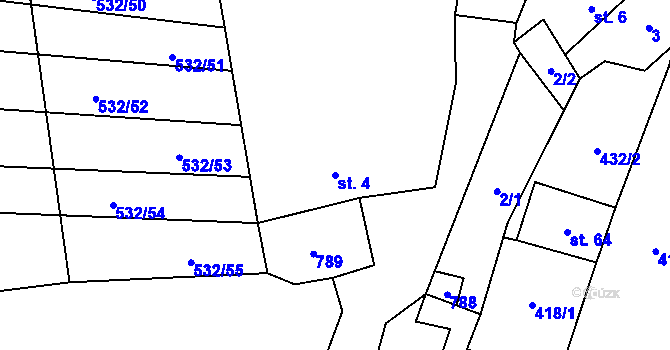 Parcela st. 4 v KÚ Malinec, Katastrální mapa
