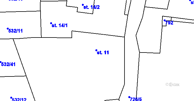 Parcela st. 11 v KÚ Malinec, Katastrální mapa