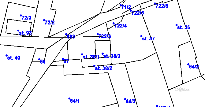 Parcela st. 38/3 v KÚ Malinec, Katastrální mapa