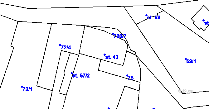 Parcela st. 43 v KÚ Malinec, Katastrální mapa
