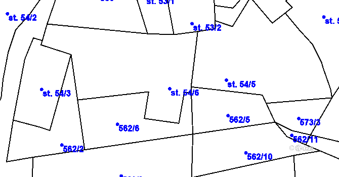 Parcela st. 54/6 v KÚ Malinec, Katastrální mapa