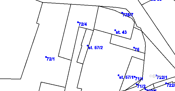 Parcela st. 57/2 v KÚ Malinec, Katastrální mapa