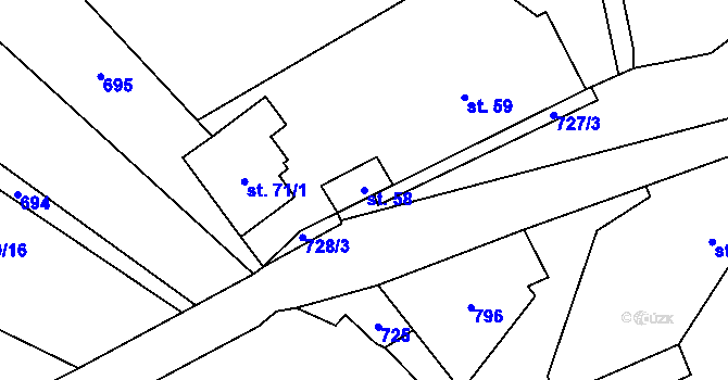 Parcela st. 58 v KÚ Malinec, Katastrální mapa