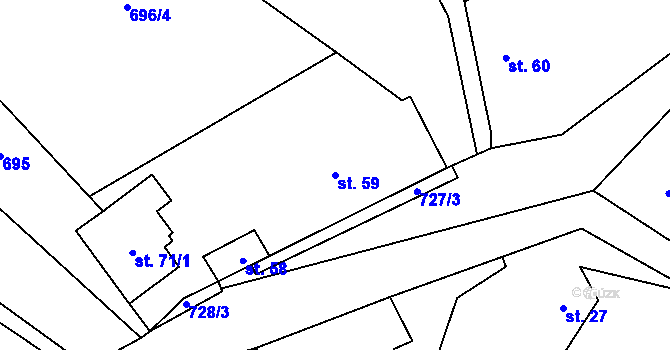 Parcela st. 59 v KÚ Malinec, Katastrální mapa