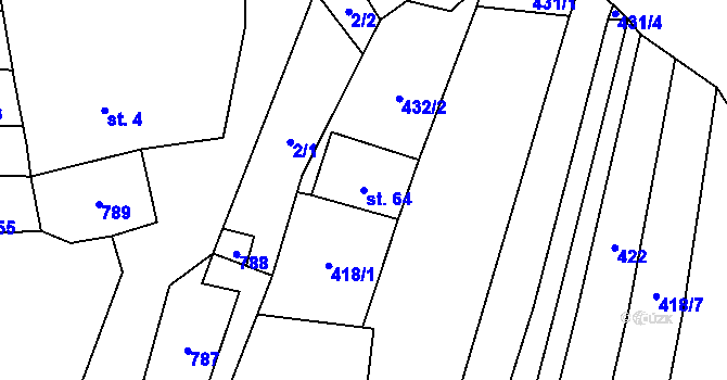 Parcela st. 64 v KÚ Malinec, Katastrální mapa