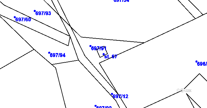 Parcela st. 67 v KÚ Malinec, Katastrální mapa