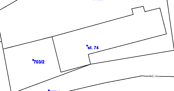 Parcela st. 74 v KÚ Malinec, Katastrální mapa