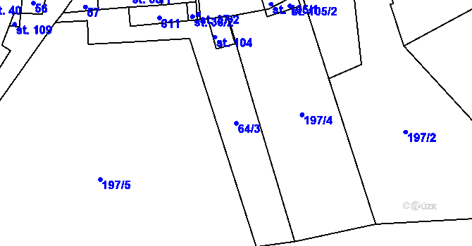 Parcela st. 64/3 v KÚ Malinec, Katastrální mapa