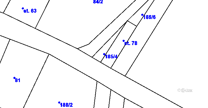 Parcela st. 185/4 v KÚ Malinec, Katastrální mapa