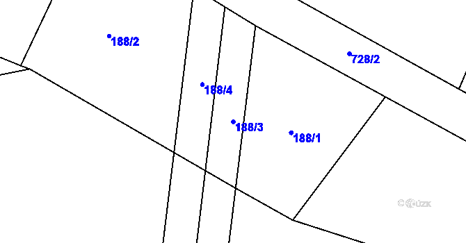Parcela st. 188/3 v KÚ Malinec, Katastrální mapa