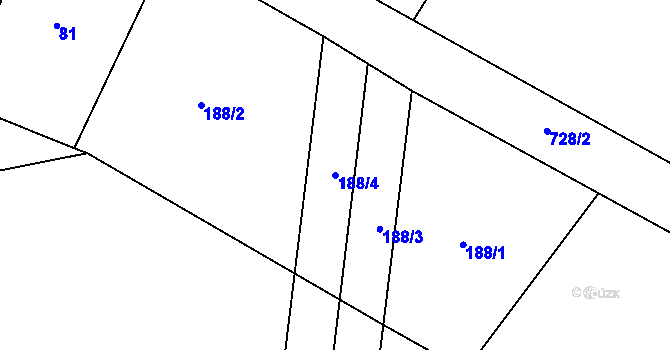 Parcela st. 188/4 v KÚ Malinec, Katastrální mapa