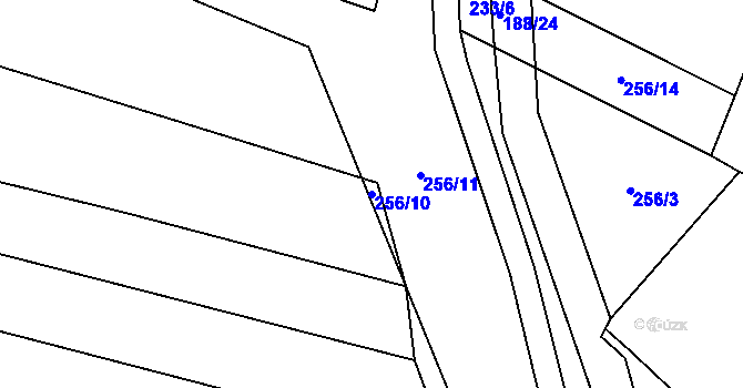 Parcela st. 256/10 v KÚ Malinec, Katastrální mapa