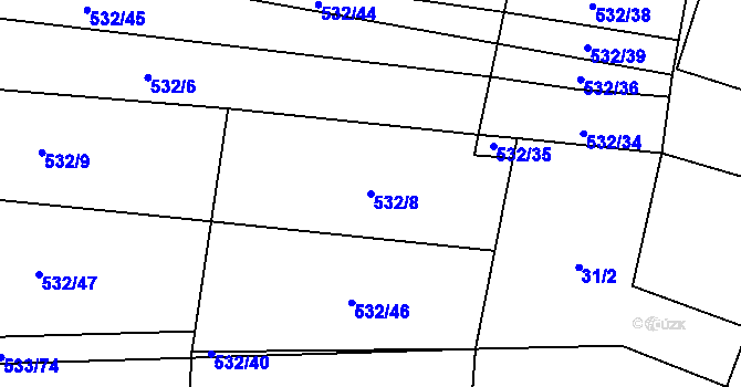 Parcela st. 532/8 v KÚ Malinec, Katastrální mapa
