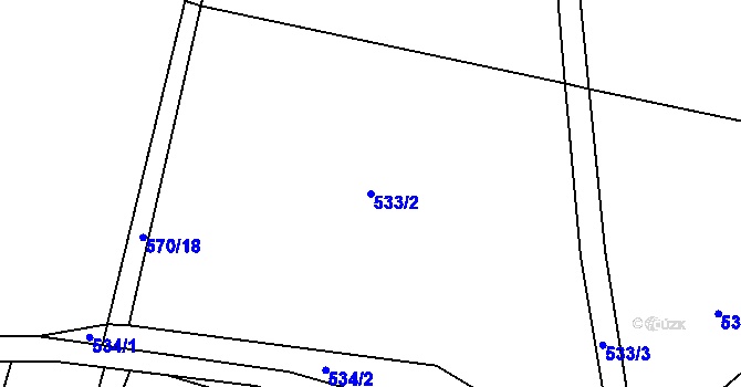 Parcela st. 533/2 v KÚ Malinec, Katastrální mapa