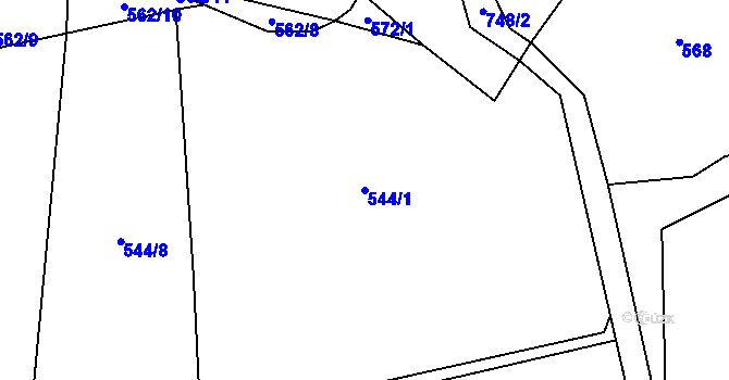 Parcela st. 544/1 v KÚ Malinec, Katastrální mapa