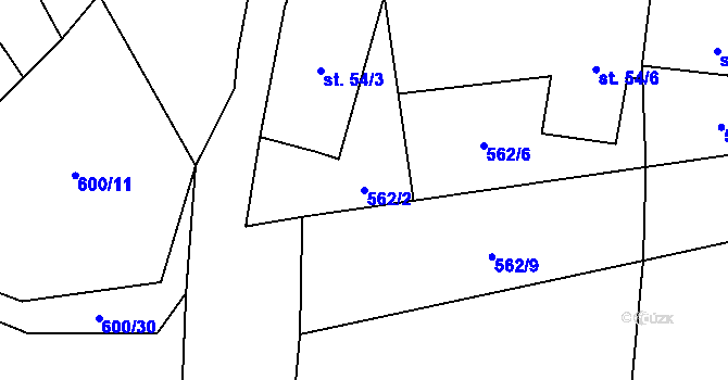 Parcela st. 562/2 v KÚ Malinec, Katastrální mapa