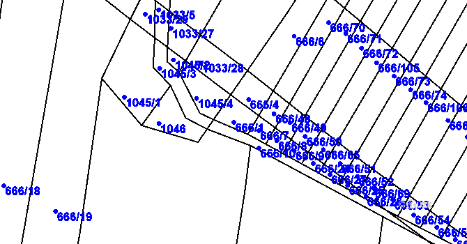 Parcela st. 666/1 v KÚ Malinec, Katastrální mapa