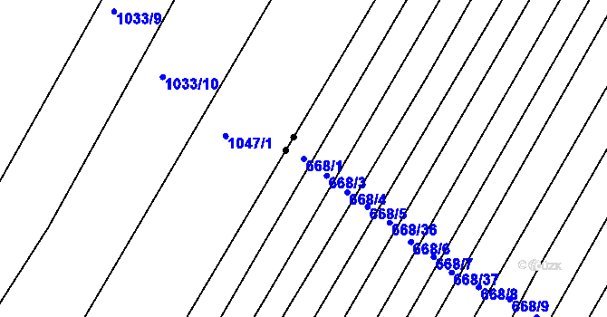Parcela st. 668/1 v KÚ Malinec, Katastrální mapa