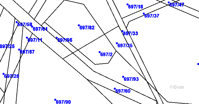 Parcela st. 697/2 v KÚ Malinec, Katastrální mapa